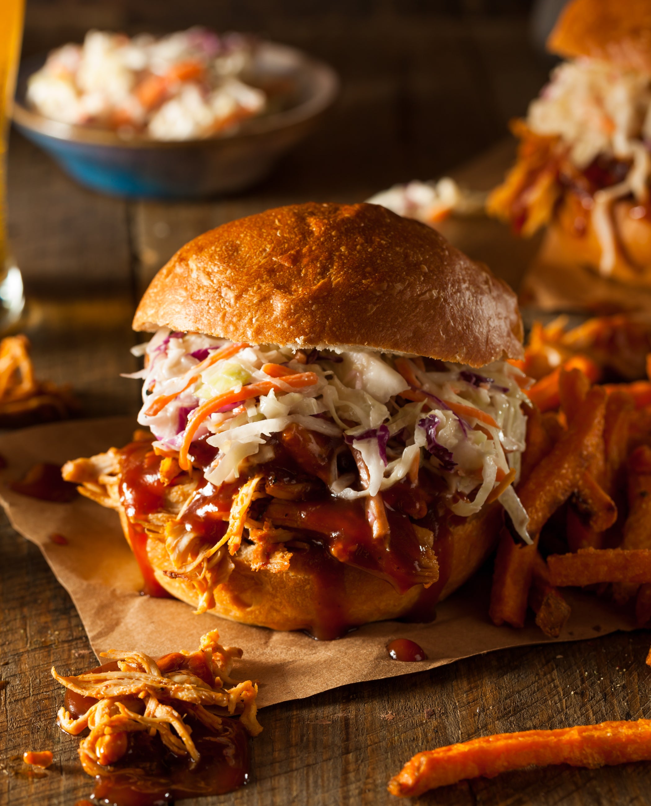 BBQ BRO'S SUPER BOWL PULLED BBQ CHICKEN SANDWICHES